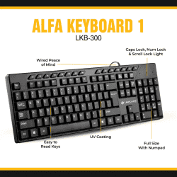 Lapcare Alfa Wired USB Keyboard 1 | Black | LKB-300