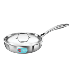 Hawkins Pro Triply Stainless Steel Fry Pan | 22 cm with Lid | Silver