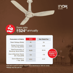 Havells  Inox BLDC Motor Ceiling Fan | 1200 mm | 5 Star | Gold Mist Cola