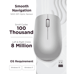 Lenovo 530 Wireless Mouse | 2.4 GHz Wireless | 1200 DPI | Grey