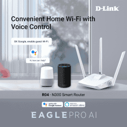D Link R04 N300 Eagle Pro AI Router | Advance Parental Control with Voice Control Assistant | White