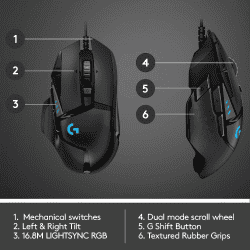Logitech G502 Hero Wired Optical Gaming Mouse | 25K Sensor | Adj DPI Upto 25600 | Black