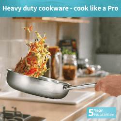 Hawkins Pro Triply Stainless Steel Fry Pan | 22 cm with Lid | Silver