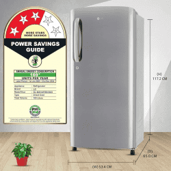 LG Direct Cool Single Door Refrigerator | 185 L | 3 Star | Shiny Steel | GL-B201APZD