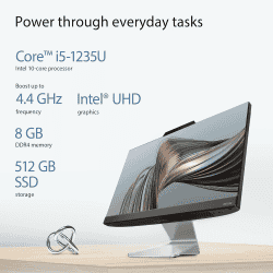 ASUS AiO A3 Series All in One Desktop | Intel 12th Gen Core i5 1235U | 8 GB | 512 GB SSD | 21.5 inch | Black | A3202WBAK-BA003WS