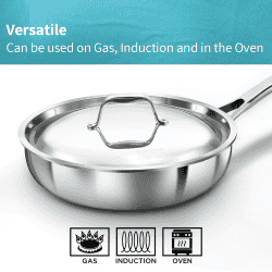 Hawkins Pro Triply Stainless Steel Fry Pan | 22 cm with Lid | Silver