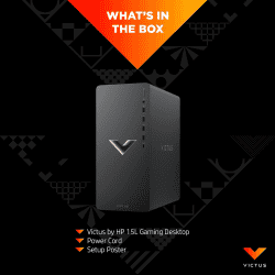 HP Victus 15L Gaming Desktop | AMD Ryzen 5 5600G | 8GB | 512GB SSD | AMD Radeon RX 6400 Graphics | Mica Silver | TG02-0102in