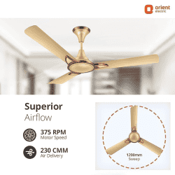 Orient Electric Kiara Shine High Speed Ceiling Fan | 1200 mm | 3 Blade | Chocolate Gold