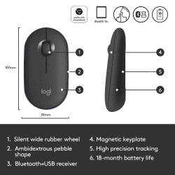 Logitech Pebble Wireless Mouse | Graphite | M350