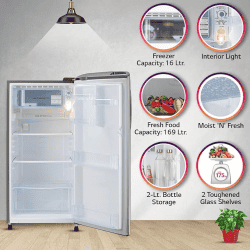 LG Direct Cool Single Door Refrigerator | 185 L | 3 Star | Shiny Steel | GL-B201APZD