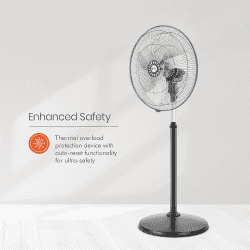 Orient Electric Tornado II Pedestal Fan | 450 mm | 3 Blade | Black