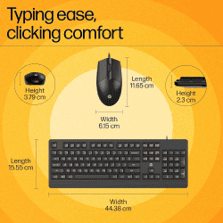 HP KM 180 Wired Mouse and Keyboard Combo | Black