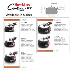 Hawkins Contura Black XT Pressure Cooker | 2 L | Hard Anodised Inner Lid Cooker | Black | CXT20