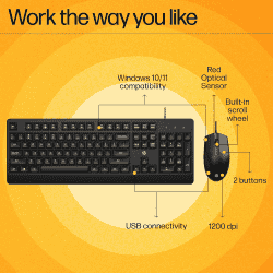 HP KM 180 Wired Mouse and Keyboard Combo | Black