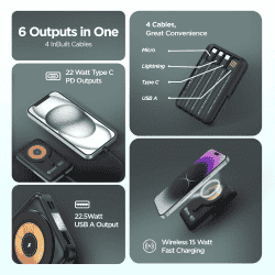 Inbase Mag Voltt 03 All in One Wireless Power Bank | 10000 mAh | 22.5W | Black