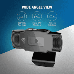 HP w200 Digital Webcam | Plug and Play Setup | Black
