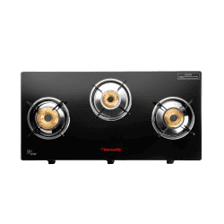 Butterfly Radiant Glass Top Gas Stove | 3 Burner | Black