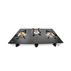 Butterfly Radiant Glass Top Gas Stove | 3 Burner | Black