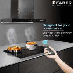 Faber Hood Cygnus | 1400m3/hr | Ducted Auto Clean Wall Mounted Chimney with Odor Sensor | Black | 3D 75 IN HC SC FL BK
