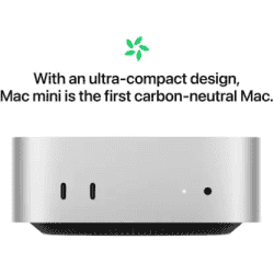 Apple Mini Tower | M4 Chip | 16 GB | 256 GB SSD | 10 core GPU Graphics | macOS Sequoia | MU9D3HN/A