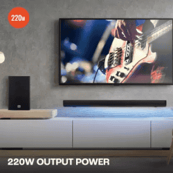 JBL Cinema SB180 Bluetooth Soundbar | 220 W | Wireless Subwoofer | Extra Deep Bass with Remote | Black | JBLSB180BLKIN