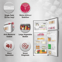LG Frost Free Double Door Refrigerator | 506 L | 1 Star | Smart Inverter Compressor | Wi-Fi | Hygiene Fresh+ | Shiny Steel Finish | GN H702HLHM