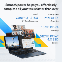 Asus Vivobook 15 Laptop | Intel Core i3 | 12th Gen 1215U | 16 GB | 512 GB SSD | Quiet Blue | X1504ZA-NJ341WS