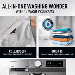 Panasonic WiFi Fully Automatic Front Load Washing Machine | 9 kg | 5 Star | Dark Silver | NA-149MR2L01
