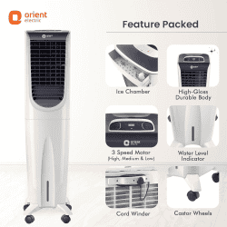 Orient Ultimo Tower Air Cooler with Remote | Honeycomb Pads |  55L | White | CT5502HR