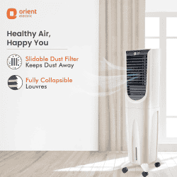 Orient Ultimo Tower Air Cooler with Remote | Honeycomb Pads |  55L | White | CT5502HR