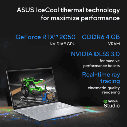 Asus Vivobook 16X Laptop | Intel Core i5-12500H Processor | 16GB | 512GB | 4 GB GeForce RTX 2050 | Cool Silver | K3605ZF-RP458WS