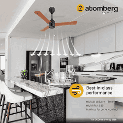 atomberg Renesa+ BLDC Ceiling Fan | 900 mm | Remote Control & LED Indicators | Golden Oakwood
