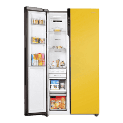 Haier Vogue Series Side By Side Refrigerator | 602 L | Frost Free | Black Yellow GL | HRS-682KYG-P
