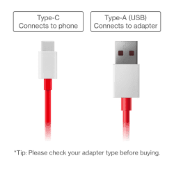 OnePlus SUPERVOOC Type-A to Type-C Cable | Red and White | C201A