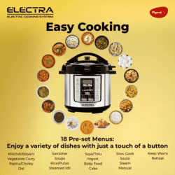Pigeon Electra Electric Pressure Cooker | 3 L | Silver