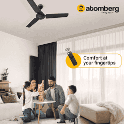 Atomberg Efficio Ceiling Fan | 1200 mm | 5 Star | BLDC Ceiling Fan with Remote Control | 3 Blade | Midnight Black