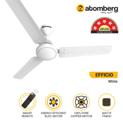 Atomberg Efficio Ceiling Fan | 1200 mm | 5 Star | BLDC Ceiling Fan with Remote Control | 3 Blade | White