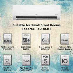 LG 6 in 1 Convertible 1 Ton Inverter Split Ac | 5 Star | White | TSNQ14JWZE