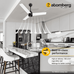 Atomberg Renesa Ceiling Fan |  900 mm | White & Black | FG0225