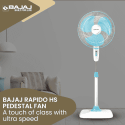 Bajaj Rapido Pedestal Fan | 400 mm | Pearl Blue | 251274