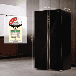 Haier Frost Free Side By Side Refrigerator | 602 L | Black Glass | HRS-682KGU1