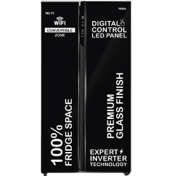Haier Frost Free Side By Side Refrigerator | 602 L | Black Glass | HRS-682KGU1