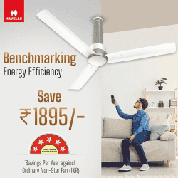 Havells Elio Prime BLDC High Air Ceiling Fan | 5 Star | Remote Controlled | Mist Pearl White