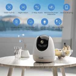 Tenda CP3 Security Pan/Tilt Smart Camera | 360° All-Round Vision | 1080P HD Wireless | White