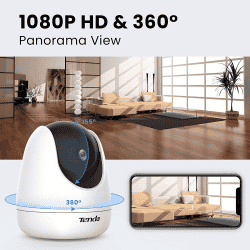Tenda CP3 Security Pan/Tilt Smart Camera | 360° All-Round Vision | 1080P HD Wireless | White
