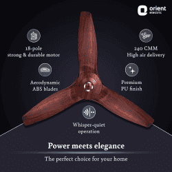 Orient Aeroquiet Silent Ceiling Fan | 1230mm | Wooden Finish