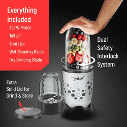 Prestige NutriMix 2.0 Mixer Grinder | 350W | 2 Multipurpose Jars | Black & Grey
