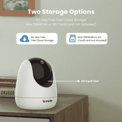 Tenda CP3 Security Pan/Tilt Smart Camera | 360° All-Round Vision | 1080P HD Wireless | White