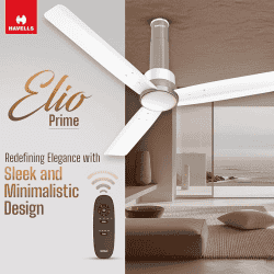 Havells Elio Prime BLDC High Air Ceiling Fan | 5 Star | Remote Controlled | Mist Pearl White