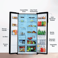 Haier Frost Free Side By Side Refrigerator | 602 L | Black Glass | HRS-682KGU1
